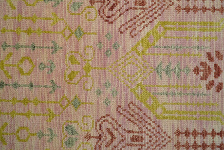 Custom Made Pink And Rust Traditional Design Hand Knotted wool rug