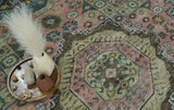 Custom Made Pink, Beige and Olive Hand knotted Medallion Mamluk Multi Size wool Area Rug
