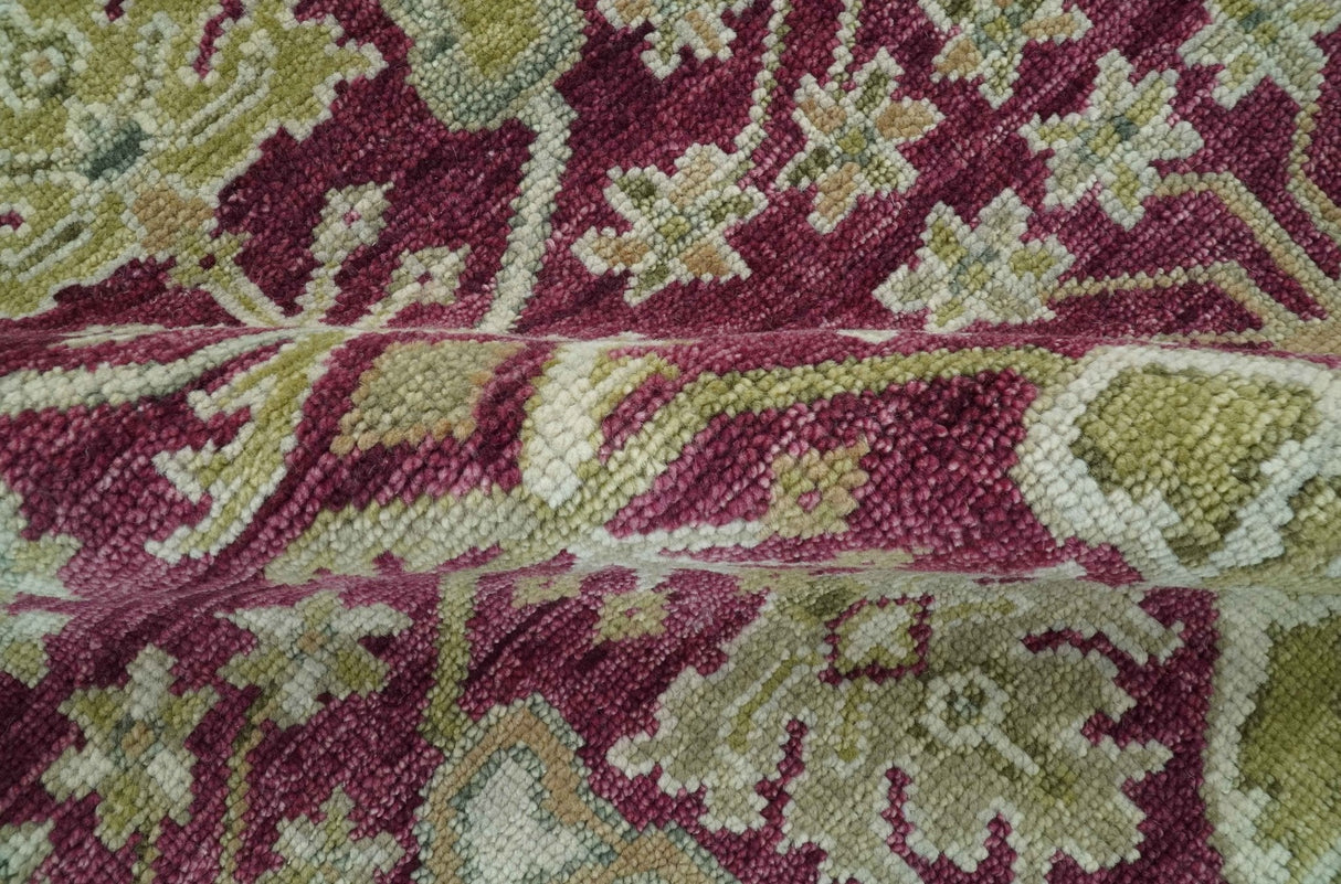 Custom Made Plum and Olive Traditional Dragon Oushak Design Hand knotted wool rug