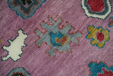 Custom Made Purple and Ivory Hand knotted Traditional Oushak wool Area Rug