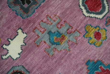 Custom Made Purple and Ivory Hand knotted Traditional Oushak wool Area Rug