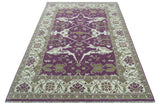 Custom Made Purple, Ivory And Beige Traditional Oushak Design Hand Knotted wool rug