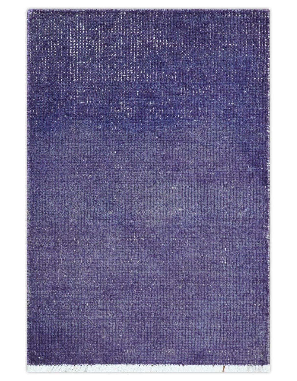 Custom Made Purple Modern Solid Overdyed Hand Knotted Wool Area Rug