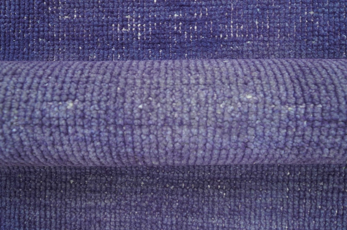 Custom Made Purple Modern Solid Overdyed Hand Knotted Wool Area Rug