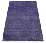 Custom Made Purple Modern Solid Overdyed Hand Knotted Wool Area Rug