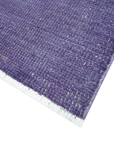 Custom Made Purple Modern Solid Overdyed Hand Knotted Wool Area Rug