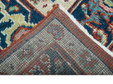 Custom Made Red And Blue Traditional Hand Knotted Wool Rug