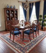 Custom Made Red And Blue Traditional Hand Knotted Wool Rug