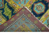 Custom Made Red And Blue Traditional Serapi Hand Knotted Wool Rug