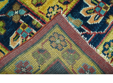 Custom Made Red And Mustard Traditional Floral Design Hand Knotted Wool Rug