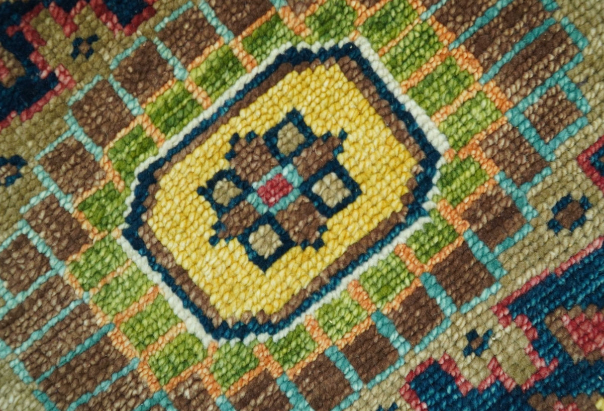 Custom Made Red And Mustard Traditional Floral Design Hand Knotted Wool Rug