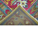 Custom Made Red And Olive Traditional Floral Design Hand Knotted Wool Rug