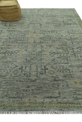 Custom Made Rug Modern Transitional Design Beige And Green Hand Knotted wool