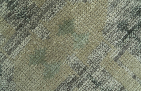 Custom Made Rug Modern Transitional Design Beige And Green Hand Knotted wool