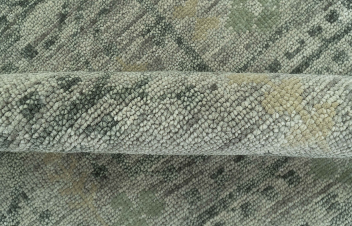 Custom Made Rug Modern Transitional Design Beige And Green Hand Knotted wool