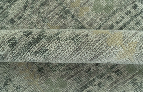 Custom Made Rug Modern Transitional Design Beige And Green Hand Knotted wool