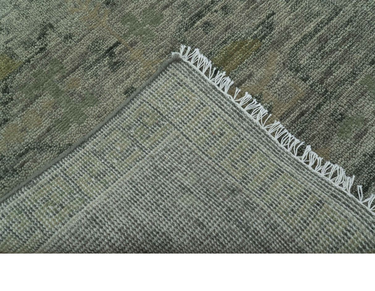Custom Made Rug Modern Transitional Design Beige And Green Hand Knotted wool