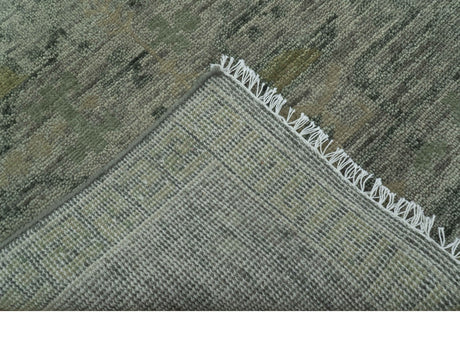 Custom Made Rug Modern Transitional Design Beige And Green Hand Knotted wool