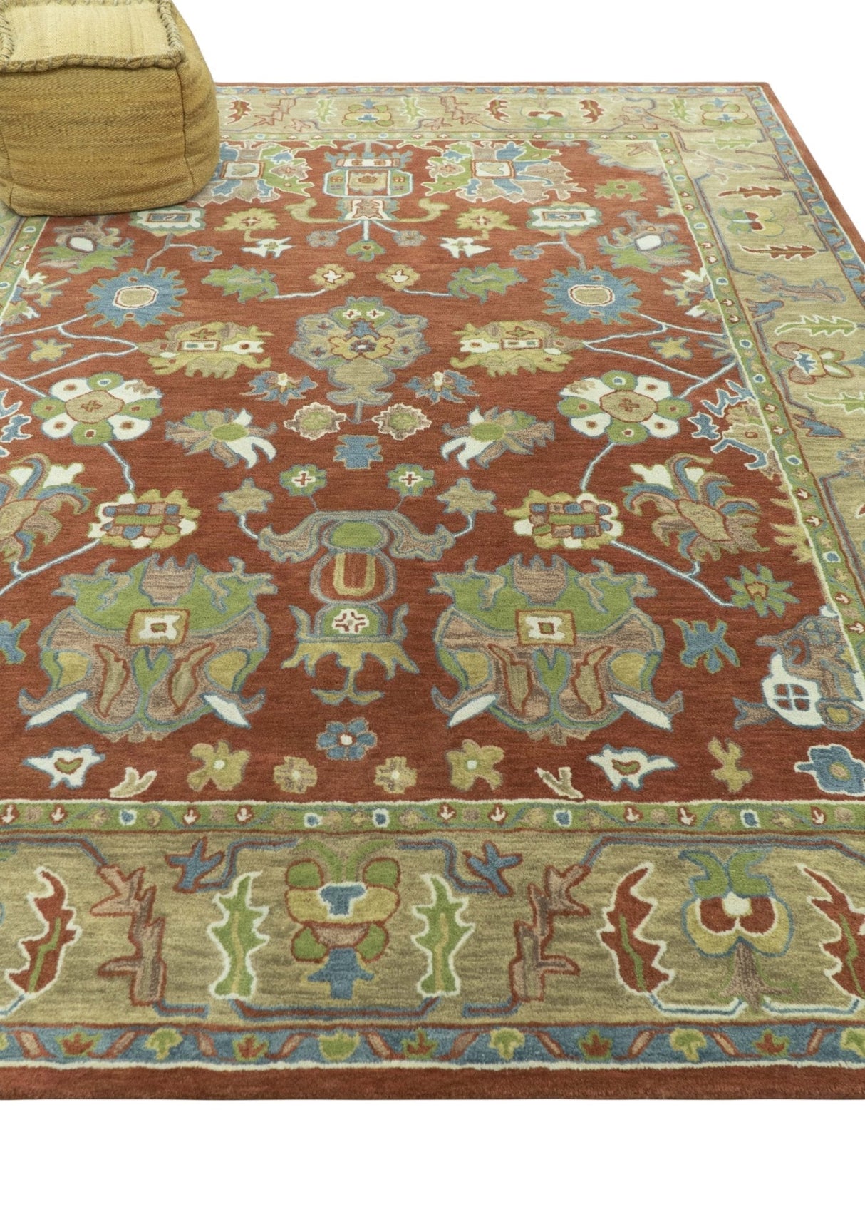 Custom Made Rust And Beige Traditional Oushak Design Hand Tufted 8x10 Wool Rug