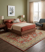 Custom Made Rust And Beige Traditional Oushak Design Hand Tufted 8x10 Wool Rug