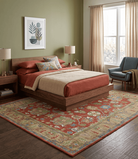 Custom Made Rust And Beige Traditional Oushak Design Hand Tufted 8x10 Wool Rug