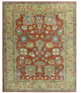 Custom Made Rust And Beige Traditional Oushak Design Hand Tufted 8x10 Wool Rug