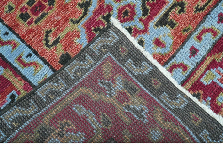 Custom Made Rust And Black Traditional Medallions Design Hand Knotted Wool Rug