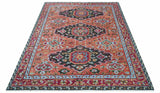 Custom Made Rust And Black Traditional Medallions Design Hand Knotted Wool Rug