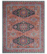 Custom Made Rust And Black Traditional Medallions Design Hand Knotted Wool Rug