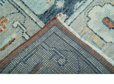 Custom Made Rust And Blue Traditional Serapi Design Hand Knotted Wool Rug