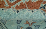 Custom Made Rust And Blue Traditional Serapi Design Hand Knotted Wool Rug