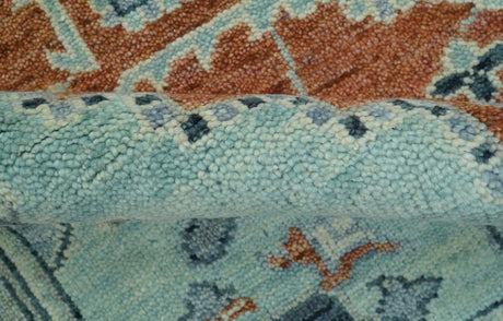 Custom Made Rust And Blue Traditional Serapi Design Hand Knotted Wool Rug