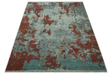 Custom Made Rust And Gray Modern Abstract Design Hand knotted Wool Area Rug