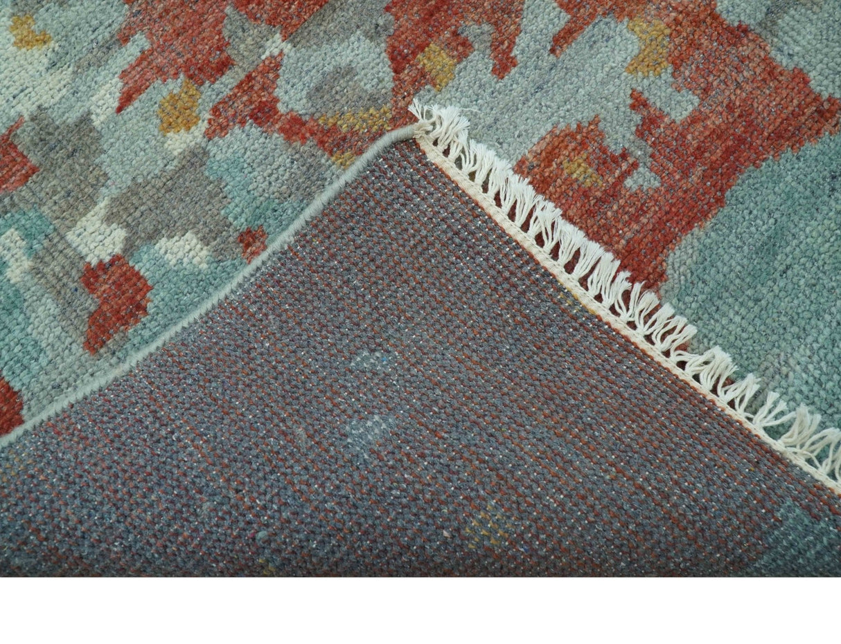 Custom Made Rust And Gray Modern Abstract Design Hand knotted Wool Area Rug