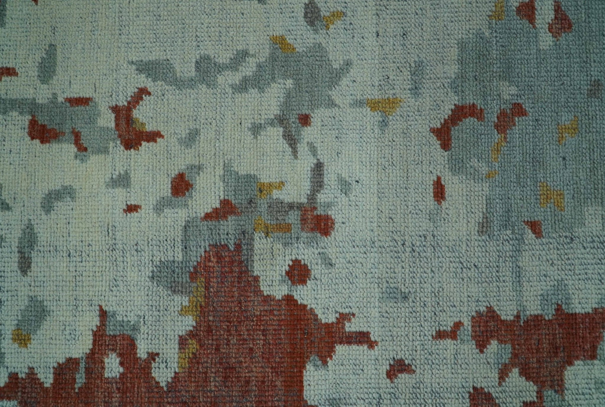 Custom Made Rust And Gray Modern Abstract Design Hand knotted Wool Area Rug