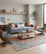 Custom Made Rust and Gray Traditional Hand knotted Multi Size wool Area Rug