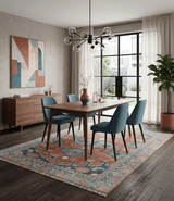 Custom Made Rust and Gray Traditional Hand knotted Multi Size wool Area Rug
