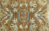 Custom Made Rust, Beige And Blue Traditional Hand Knotted wool rug