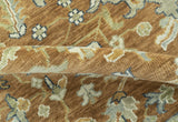 Custom Made Rust, Beige And Blue Traditional Hand Knotted wool rug