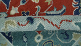 Custom Made Rust, Blue and Silver hand knotted Traditional Heriz wool area rug