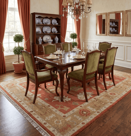 Custom Made Rust, Ivory and Beige Hand Knotted Traditional Oushak Multi Size Wool Area Rug