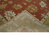 Custom Made Rust, Ivory and Beige Hand Knotted Traditional Oushak Multi Size Wool Area Rug