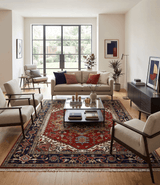 Custom Made Rust, Mustard, Ivory and Blue Hand Knotted Traditional Wool Area Rug