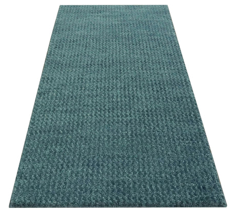 Custom Made shades of Sea Blue Contemporary Hand Knotted Wool area Rug