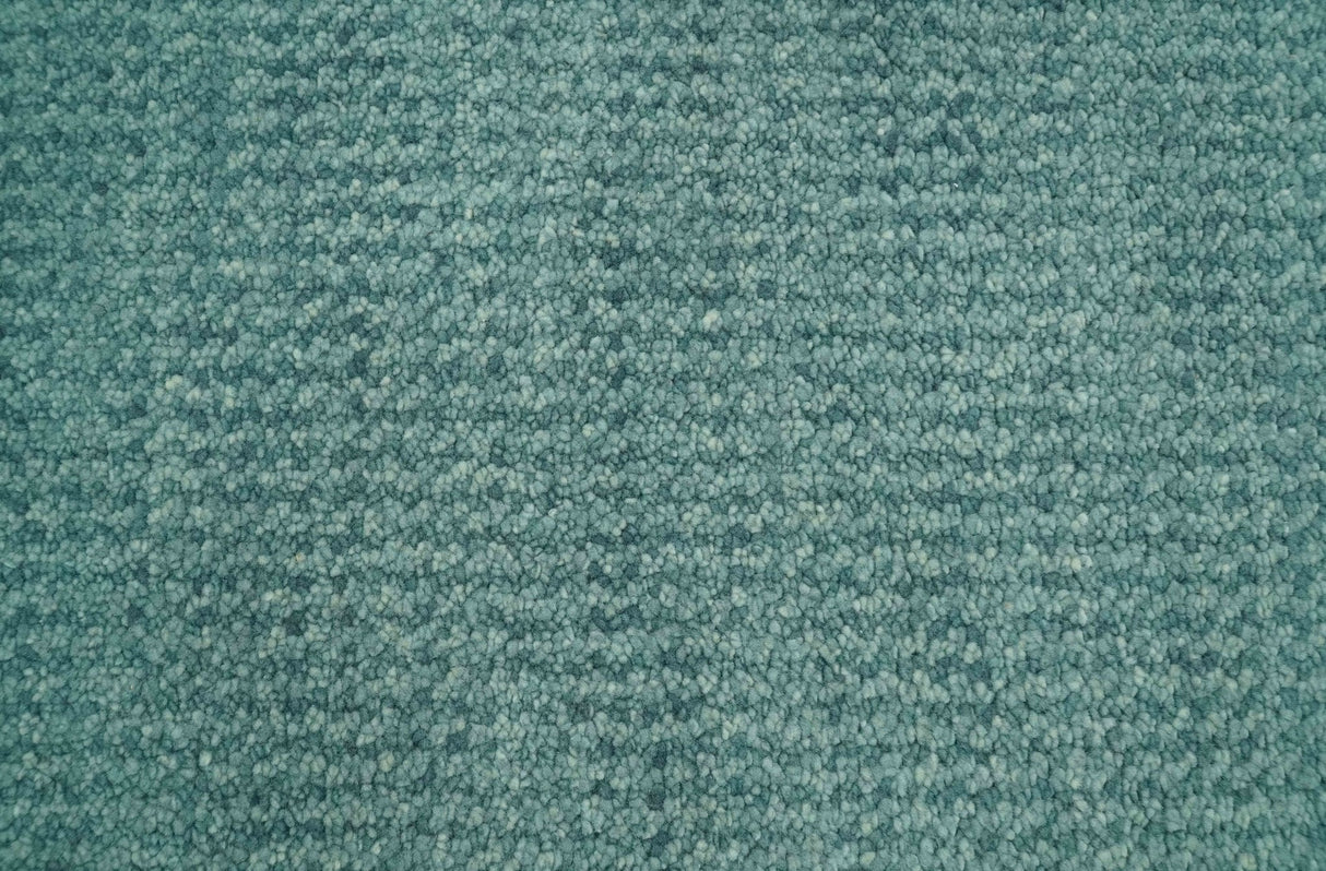 Custom Made shades of Sea Blue Contemporary Hand Knotted Wool area Rug