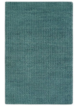 Custom Made shades of Sea Blue Contemporary Hand Knotted Wool area Rug