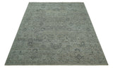 Custom Made Silver Brown Traditional Transitional Hand Knotted Wool Rug
