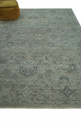 Custom Made Silver Brown Traditional Transitional Hand Knotted Wool Rug