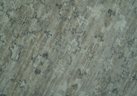 Custom Made Silver Brown Traditional Transitional Hand Knotted Wool Rug