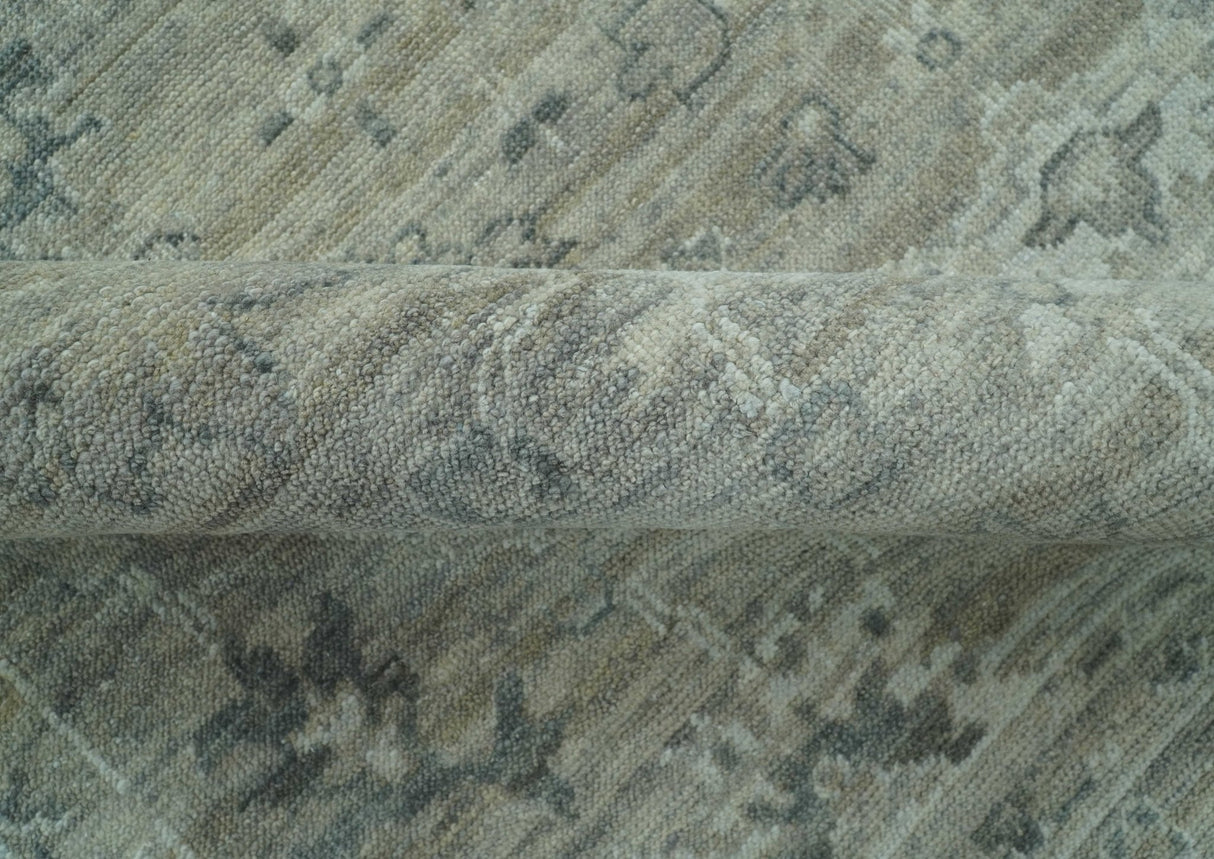 Custom Made Silver Brown Traditional Transitional Hand Knotted Wool Rug